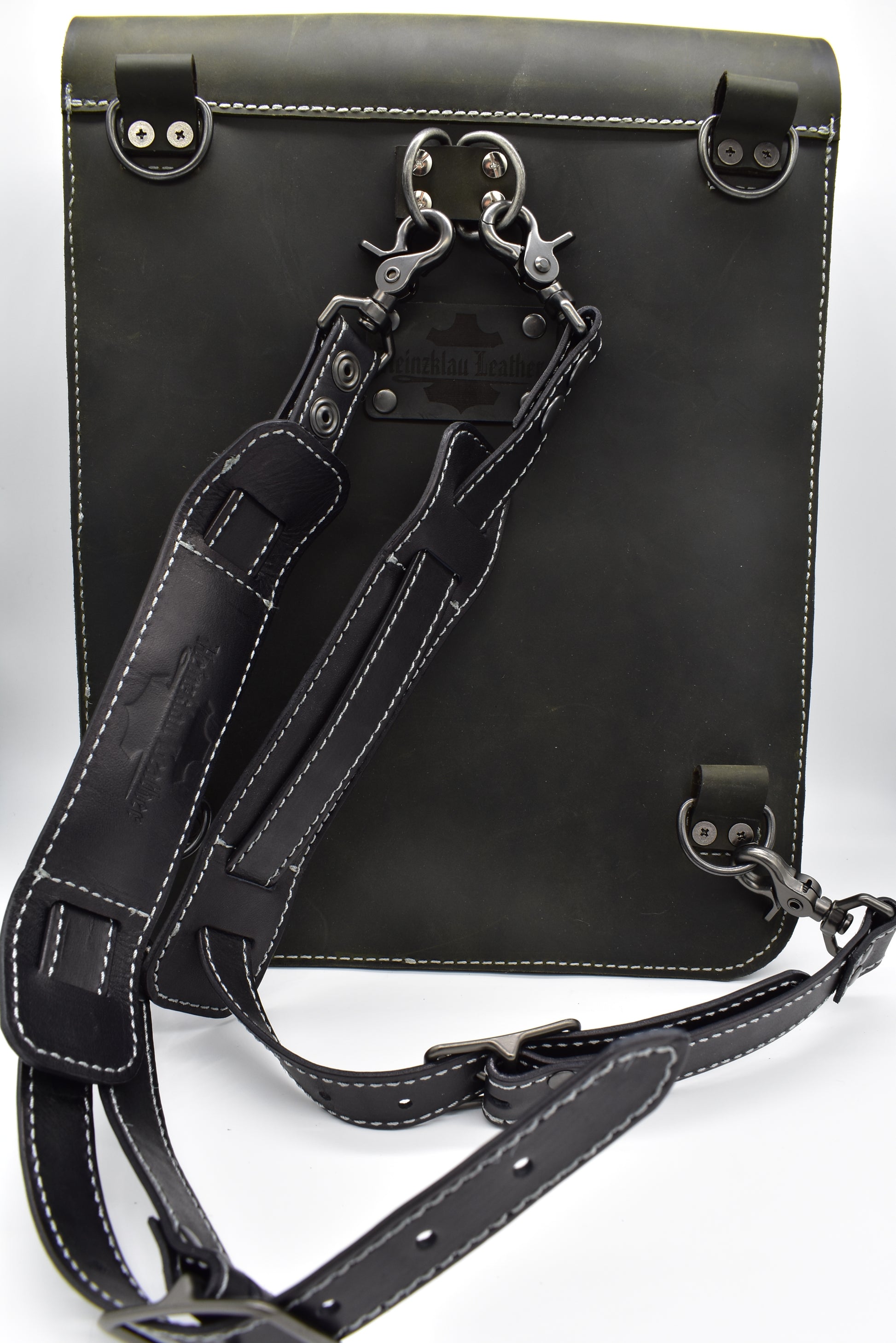alpine swiss genuine leather backpack purse handbags Alpine Bag Forest Green Oil-Tanned Silver Hardwear and Silver Stitchin – Heinzklau Leather